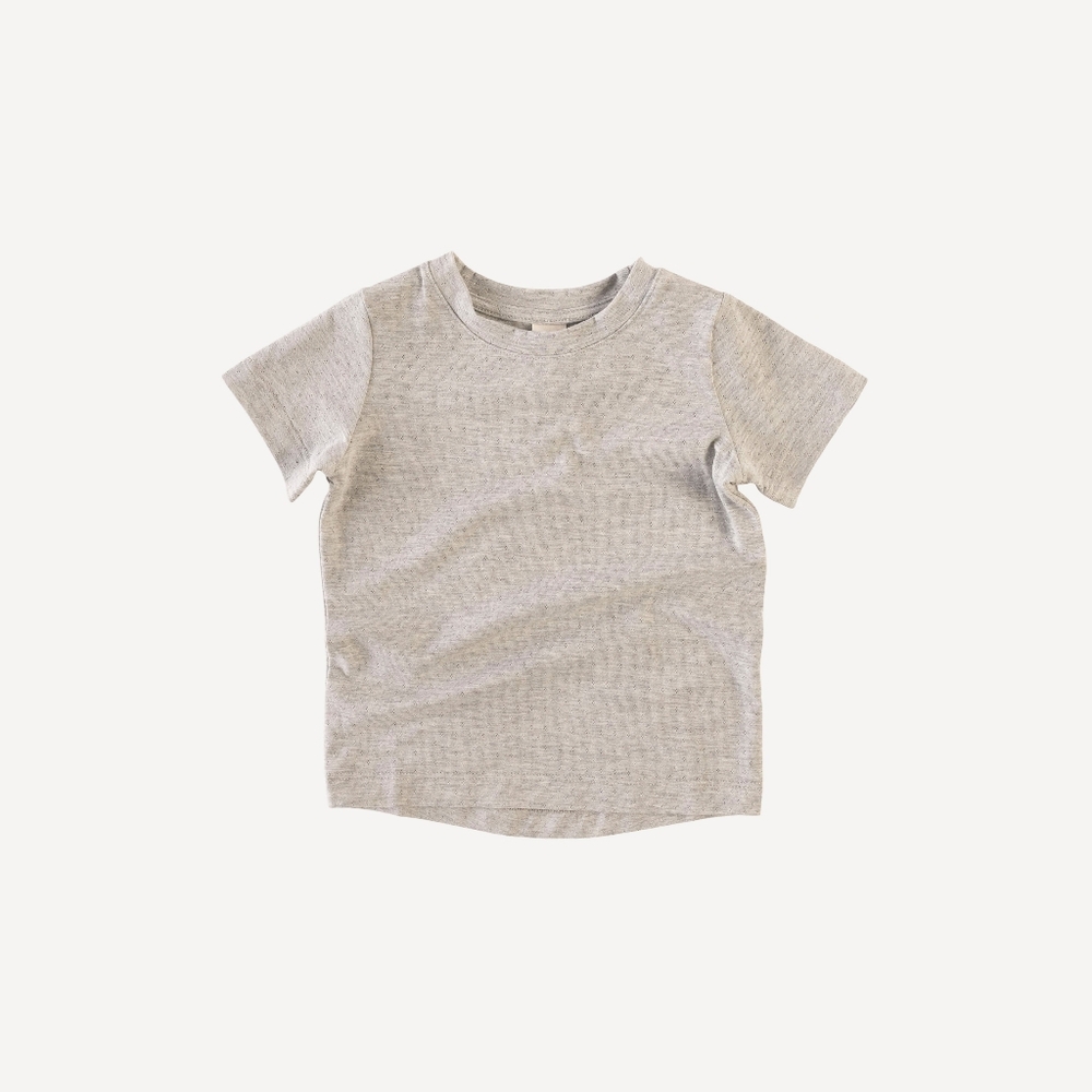NWT 5Y Kate Quinn Short Sleeve Tee Light Heather Gray Pointelle Bamboo T-shirt